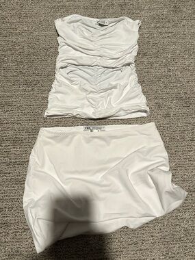 Zara White Tube Top & Skirt Set